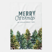 Pine Tree Forest with Snow Watercolor Christmas Geschirrtuch (Vertikal)