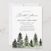 Pine Tree Forest Woodland Brautparty Einladung (Vorderseite)