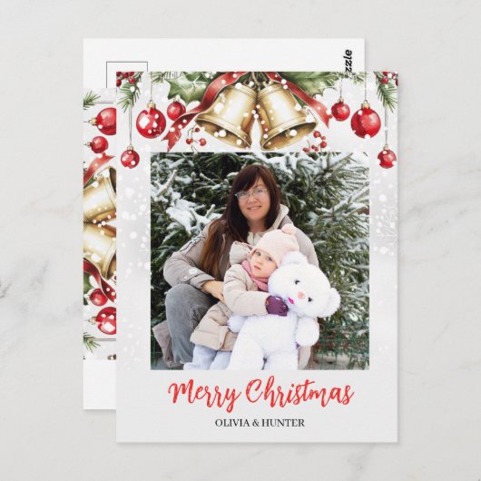 Pine Tree Foto Rahmen Weihnachtskarte Postkarte (Vorne/Hinten)