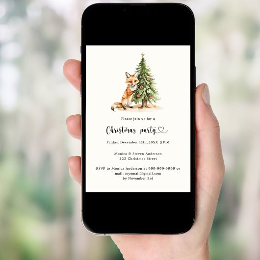 Pine tree fox Weihnachtsgebäck Party Einladung