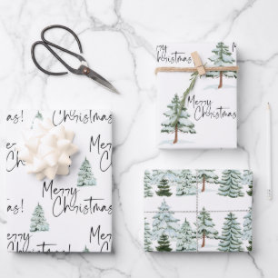 Pine Tree Frohe Weihnachten Geschenkpapier Set