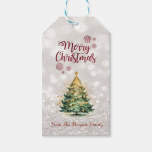 Pine Tree, Glittery Bokeh Holiday Geschenkanhänger