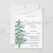 Pine Tree, Gold Balls, Lights Christmas Party Einladung (Vorderseite)