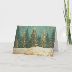 Pine-Tree Gold Foil in Schneeszene Karte