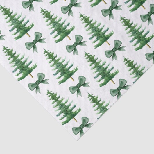 Pine Tree Green Bow Weihnachtsgeschenkpapier Seidenpapier (Detail)