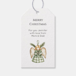 Pine Tree Green Plaid Christmas Angel  Geschenkanhänger