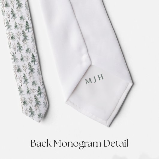 Pine Tree Holiday Pattern Necktie mit Monogramm Krawatte