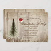 Pine Tree, Holz Textur Weihnachten korporiert Einladung (Vorne/Hinten)
