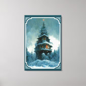 Pine Tree House im Winter | Weihnachtsbaum Leinwanddruck (Vorderseite)