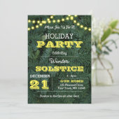 Pine Tree Lights Gelber Urlaub Einladung (Stehend Vorderseite)