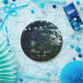 Pine Tree & Lights Winter Night Forest Wedge Pappteller (Party)