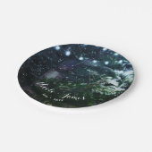 Pine Tree & Lights Winter Night Forest Wedge Pappteller (Schrägansicht)