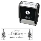 Pine-tree Merry Christmas Script-Individuelle Name Permastempel (Beispiel)