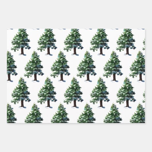 Pine Tree mit Schnee Weihnachts-Weihnachtsmuster Geschenkpapier Set (Vorderseite 2)