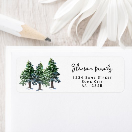 Pine Tree mit Schneedecke Rücksendeadresse (Insitu)