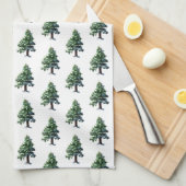 Pine Tree mit schneefarbenem Malmuster Geschirrtuch (Viertel Falte)