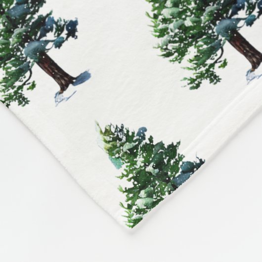Pine Tree mit Schneeflocken Fleecedecke (Ecke)