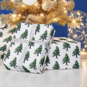 Pine Tree mit Schneeflocken Geschenkpapier