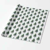 Pine Tree mit Schneeflocken Geschenkpapier (Ungerollt)