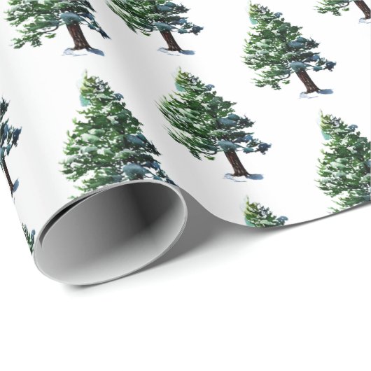 Pine Tree mit Schneeflocken Geschenkpapier (Rolleneckpunkt)