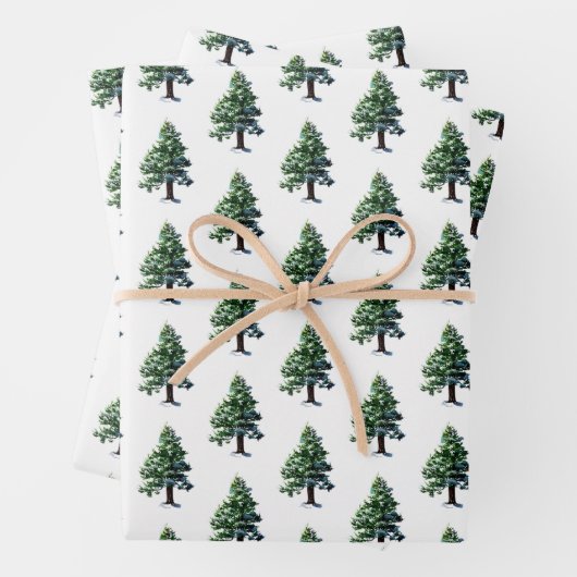 Pine Tree mit Schneeflocken Geschenkpapier Set (Beispiel)
