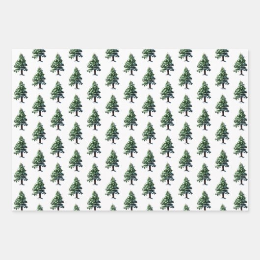 Pine Tree mit Schneeflocken Geschenkpapier Set (Vorderseite)