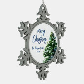 Pine Tree mit Schneeflocken Schneeflocken Zinn-Ornament (Links)