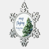 Pine Tree mit Schneeflocken Schneeflocken Zinn-Ornament (Rechts)