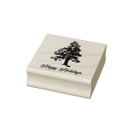 Pine Tree mit Snow Script Happy Holiday Weihnachte Gummistempel (Stempel)