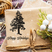 Pine Tree mit Snow Script Happy Holiday Weihnachte Gummistempel