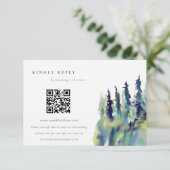 Pine Tree Mounscape Hochzeit QR Code UAWG Begleitkarte (Stehend Vorderseite)