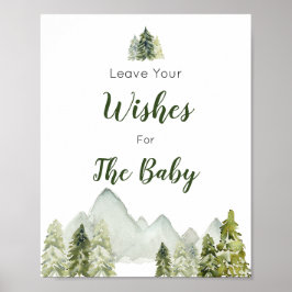 Pine Tree Mountain Baby Dusche Wünsche für Baby Poster