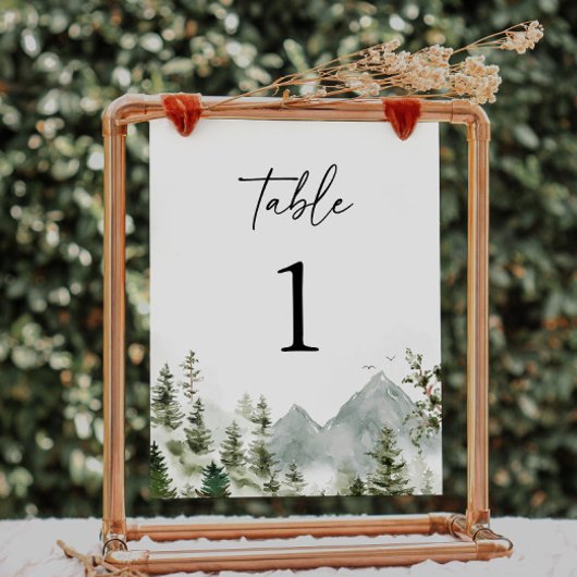 Pine Tree Mountain Elegante Hochzeit Tischnummer