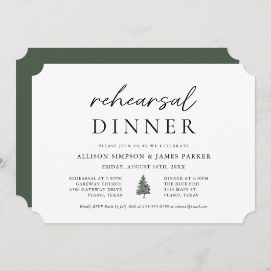 Pine Tree Mountain Outdoor Probe Abendessen Einladung (Vorne/Hinten)