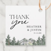 Pine Tree Mountain Wedding Danke Geschenkanhänger (Rückseite)
