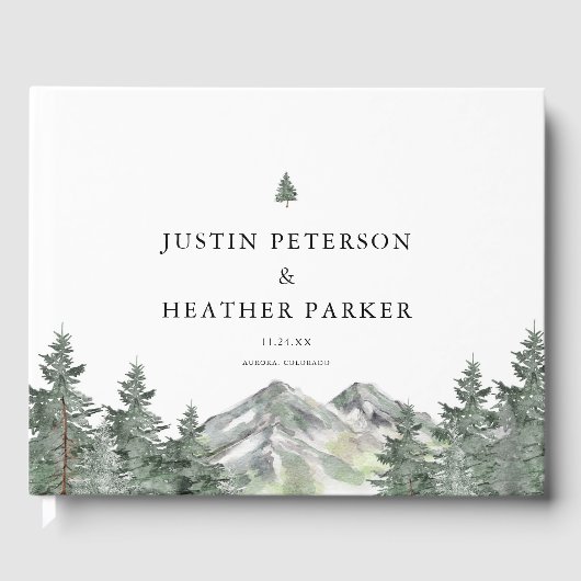 Pine Tree Mountain Wedding Foto Gästebuch (Vorderseite)