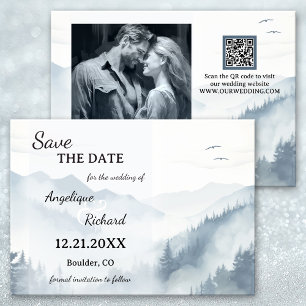 Pine Tree Mountain Winter QR Save the Date Card