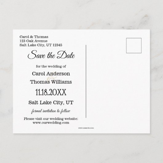 Pine Tree Mountains Save the Date Postcard Ankündigungspostkarte (Rückseite)