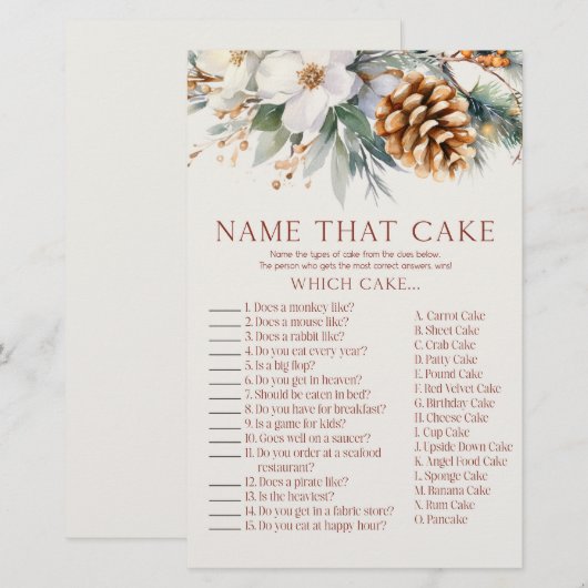 Pine Tree Name that Cake Brautparty Game Briefpapier (Vorne/Hinten)