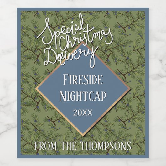 Pine Tree Needles Juniper Berries Weinetikett (Einzelnes Label)