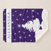 Pine Tree Night Sky Stars Monogram Sherpa Blanket Sherpadecke (Vorderseite (Horizontal))