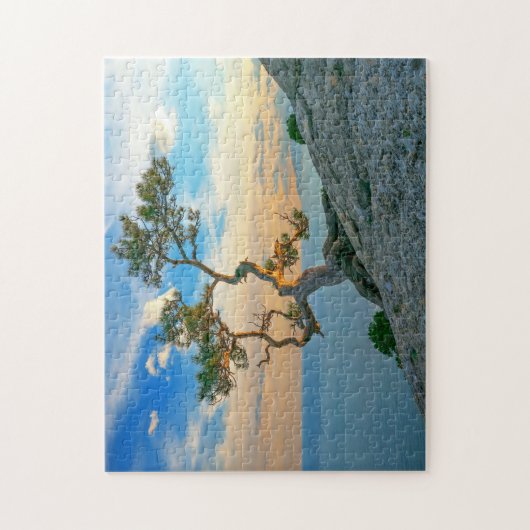 Pine Tree on Rocks Naturscape Landschaft Ozean Son Puzzle (Vertikal)