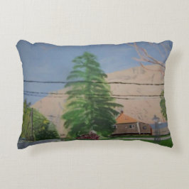 Pine Tree on Street Accent Pillow 16" x 12" Dekokissen