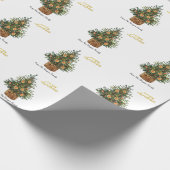 Pine Tree, Orange Frohe Weihnachten Geschenkpapier (Ecke)
