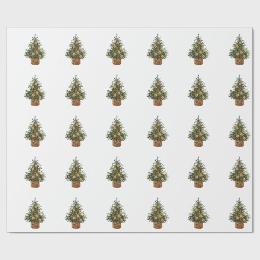 Pine Tree, Orange Geschenkpapier (Flach)