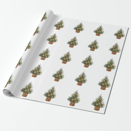 Pine Tree, Orange Geschenkpapier (Ungerollt)