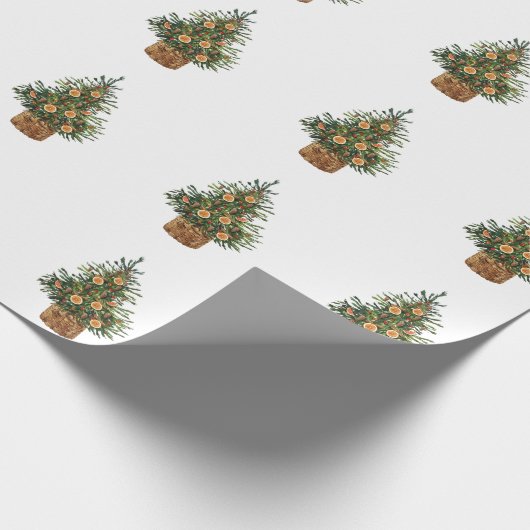 Pine Tree, Orange Geschenkpapier (Ecke)