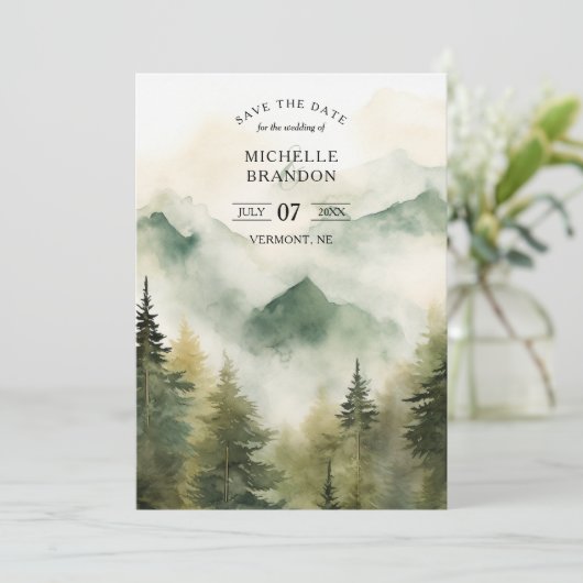 Pine Tree Outdoor Bike Save The Date (Stehend Vorderseite)