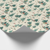 Pine Tree Pattern: Schneehäuser & Dorf Geschenkpapier (Ecke)