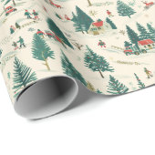 Pine Tree Pattern: Schneehäuser & Dorf Geschenkpapier (Rolleneckpunkt)